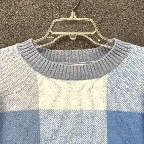 Jessica Simpson Sweater womens Large Blue Cropped Check Soft Oversized - Picture 2 of 15
